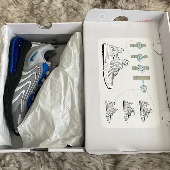 Nike Air Max 270 React Eng Light Smoke Grey Battle Blue Size 6 Youth - Picture 6 of 7